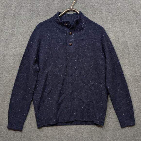 Untuckit Gordonne Sweater Mens Large Sky Captain Wool Button Pullover Classic - Picture 1 of 9
